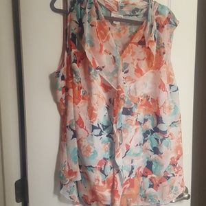 Sheer Lined Sleeveless Blouse